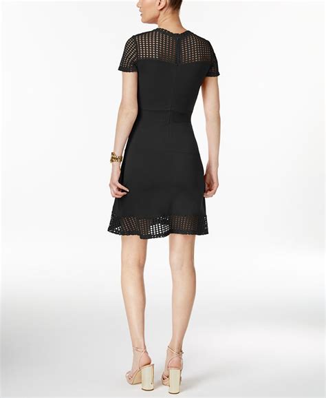 michael kors lace illusion fit flare|Michael Michael Kors Lace Mesh Fit & Flare Dress .